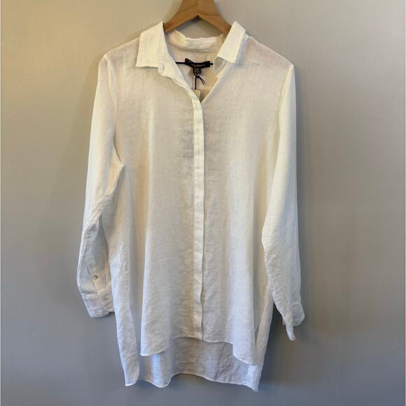 Women's Tommy Bahama White Two Palms LS Linen Tunic Button Down Size Large NWT - Picture 1 of 6